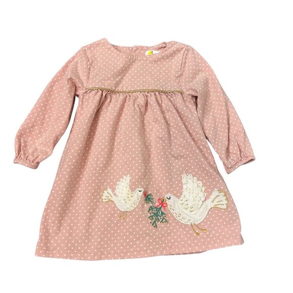 Baby Boden Other - Baby Boden Dove dress 6-12mo bird appliqué embroidered pink cotton infant mini